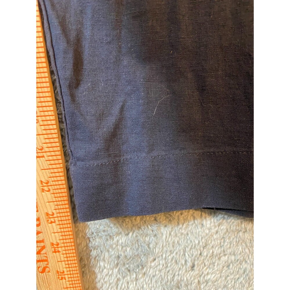Lee Linen Blend Cropped Pants Size 14 straight Leg Front Tie Navy Blue Size 14 - Picture 13 of 13